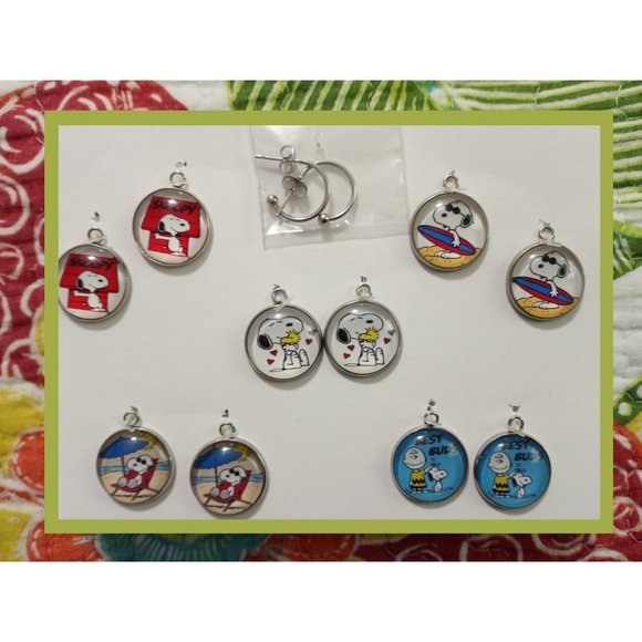 5/$20 Snoopy Charlie Brown Interchangeable Charm Earrings-5 Pairs in Set - Picture 5 of 8